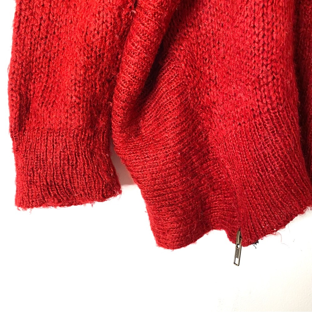 Wooden Ships Wool Blend Red Knit Oversized Cowl Neck Sweater - Picture 4 of 8